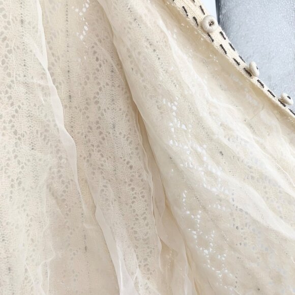 Vtg Doreen Hand Knit Cardigan Sweater Ivory Seed Bead Pearl Lined EU 40/ US 8-10 - Picture 6 of 13